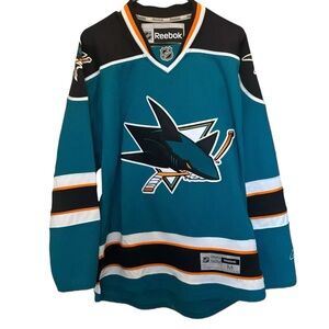 San Jose Sharks Jersey Men’s Medium NHL Reebok Vector Logo Teal